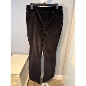 Diane Gilman DG2  Black Velvet Straight Leg Pull On Pants Womens MT Tall